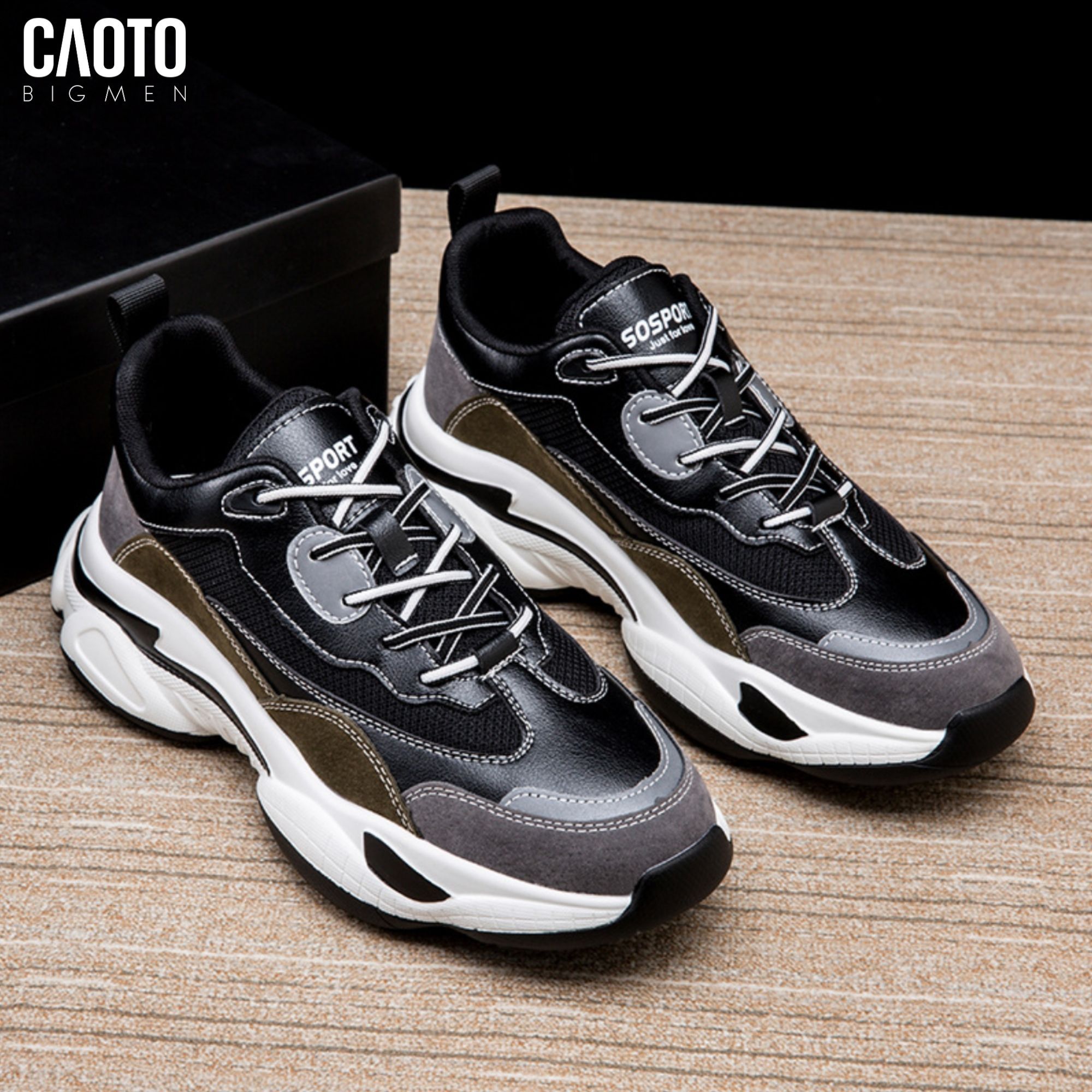  Giày Thể Thao Nam Big Size SO-Sport Black – Sneaker Chunky, Size 45–48 