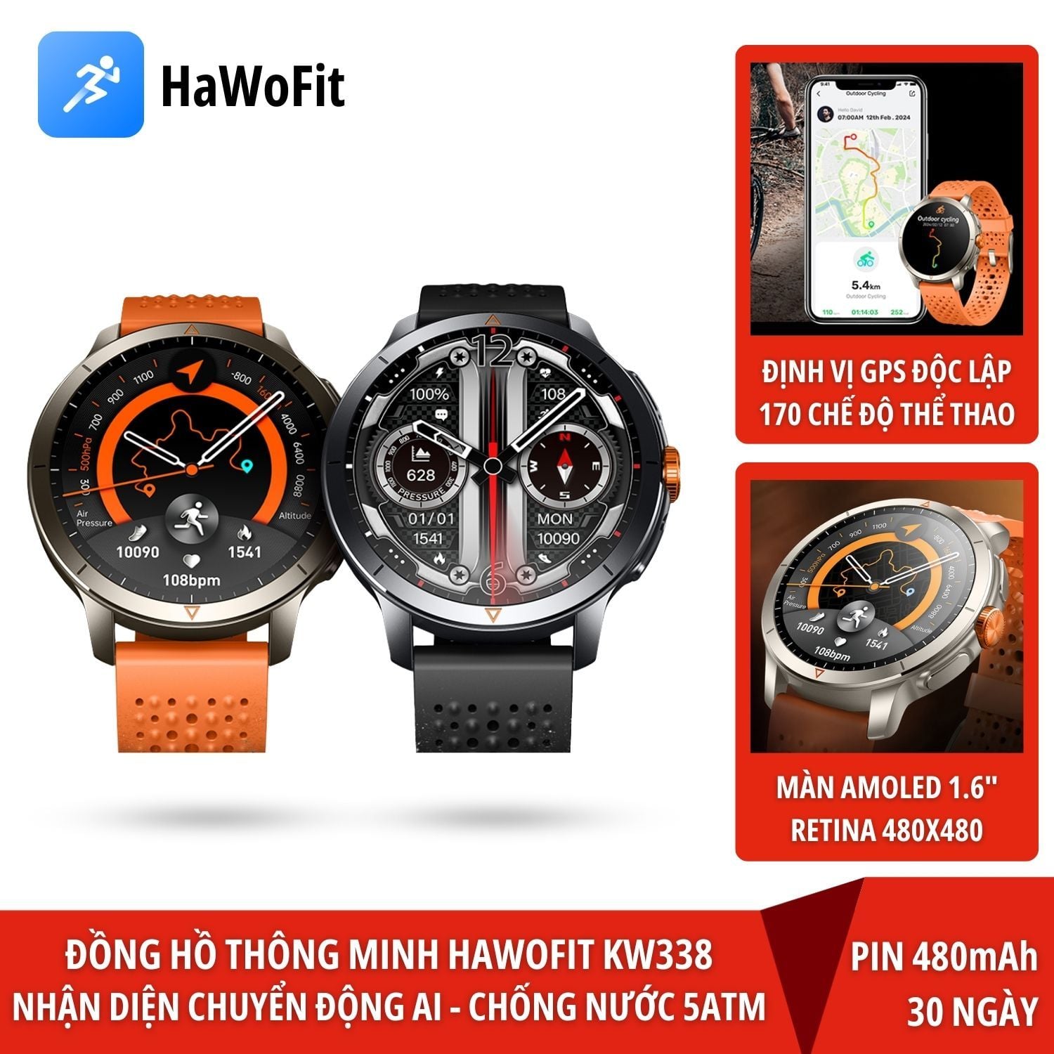 Đồng hồ thông minh HaWoFit kw338 định vị GPS độc lập