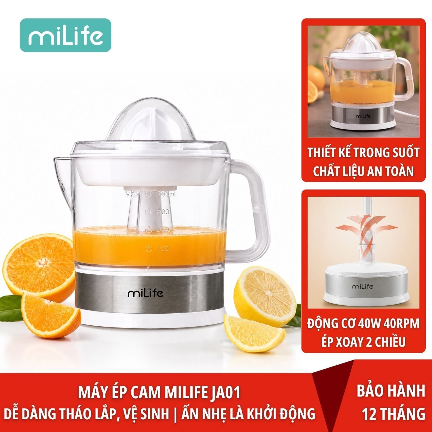 Máy vắt cam miLife JA01 tự động đảo chiều