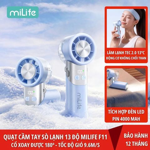 Quạt cầm tay tích điện miLife F11 đầu xoay 180 độ