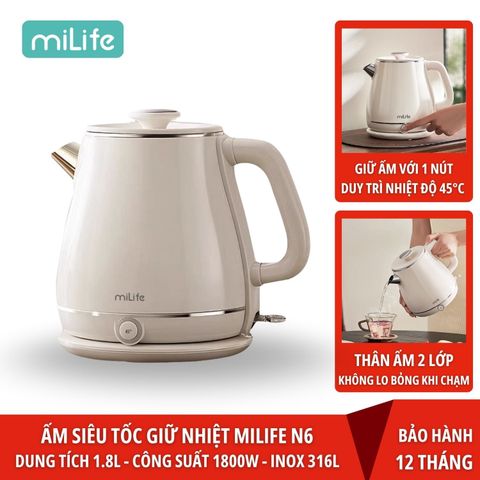  Ấm siêu tốc cao cấp giữ nhiệt miLife N6 1.8L 