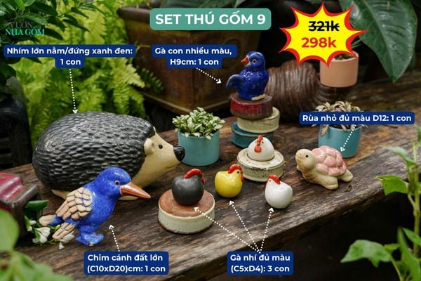  Combo Thú Gốm Trang Trí, Quà Tặng Bạn Bè - combo với giá ưu đãi 