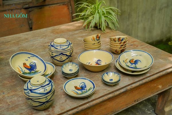  [TẾT] Bộ Chén Bát Họa Tiết Con Gà - Chén Bát Lái Thiêu - Sản Phẩm Quà Tặng 