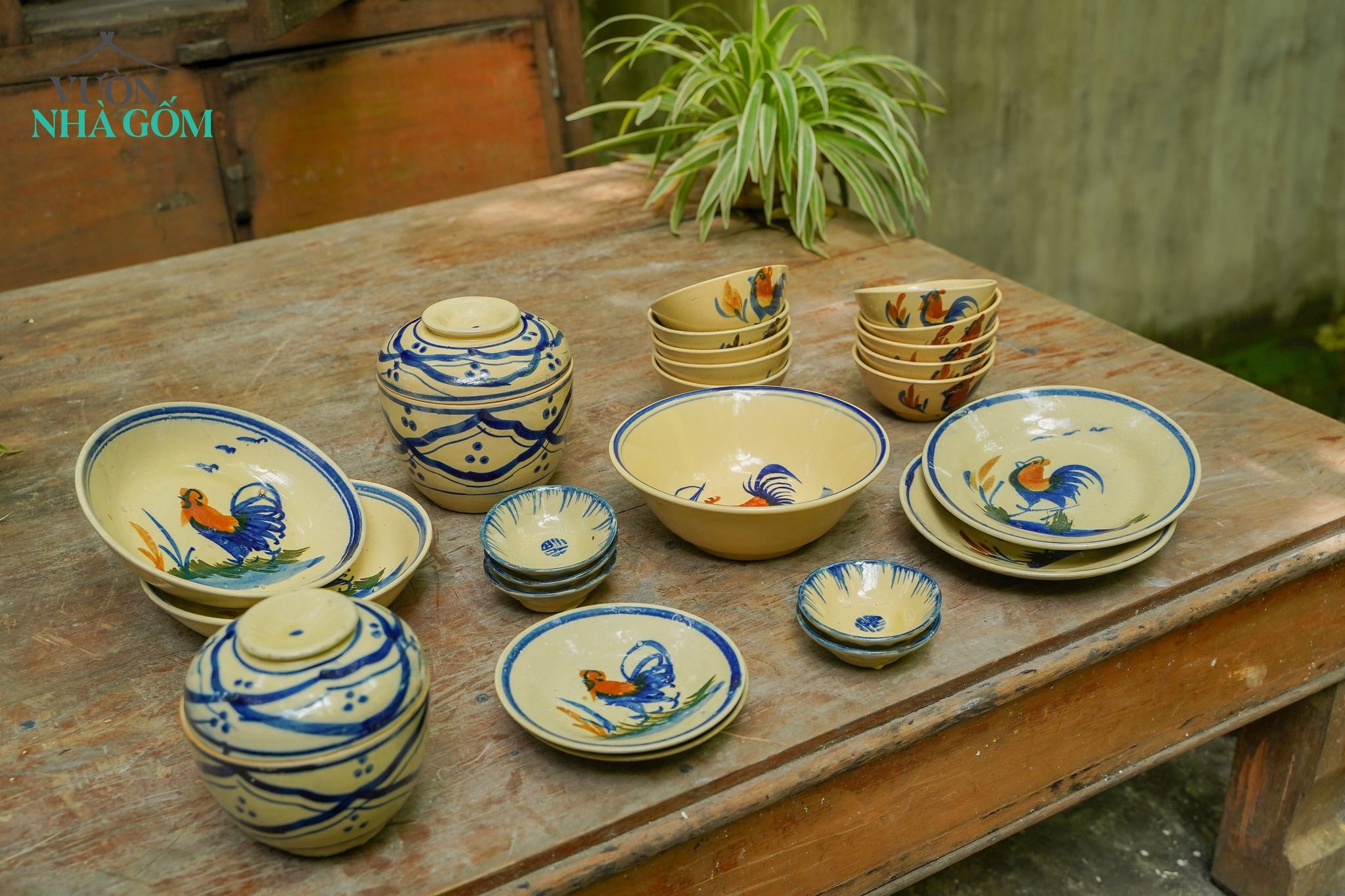  [TẾT] Bộ Chén Bát Họa Tiết Con Gà - Chén Bát Lái Thiêu - Sản Phẩm Quà Tặng 