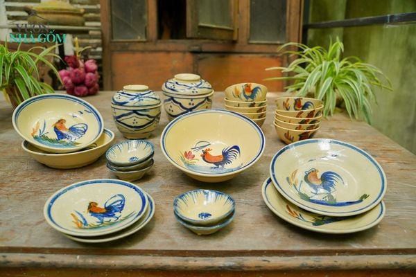  [TẾT] Bộ Chén Bát Họa Tiết Con Gà - Chén Bát Lái Thiêu - Sản Phẩm Quà Tặng 