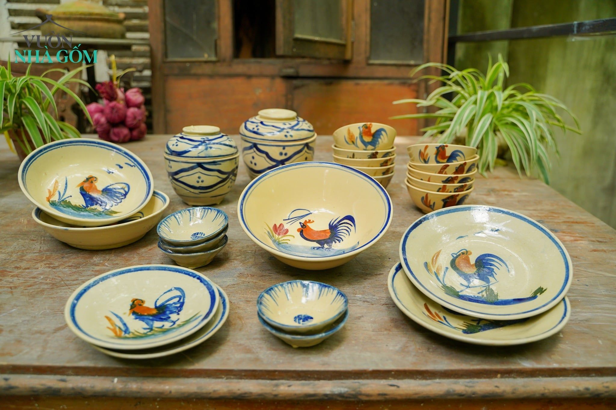  [TẾT] Bộ Chén Bát Họa Tiết Con Gà - Chén Bát Lái Thiêu - Sản Phẩm Quà Tặng 