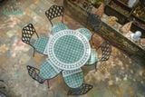  Bộ Bàn Ghế Tròn Xanh Lá 80cm - Bàn Ghế Mosaic Hiện Đại, Phù Hợp 6 người. 