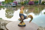  Tượng Gà Trống thủ công mỹ nghệ, màu trắng, gốm Nam Bộ, C38xD30cm- SP002741 