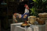 Tượng Gà Trống thủ công mỹ nghệ, màu trắng, gốm Nam Bộ, C38xD30cm- SP002741 
