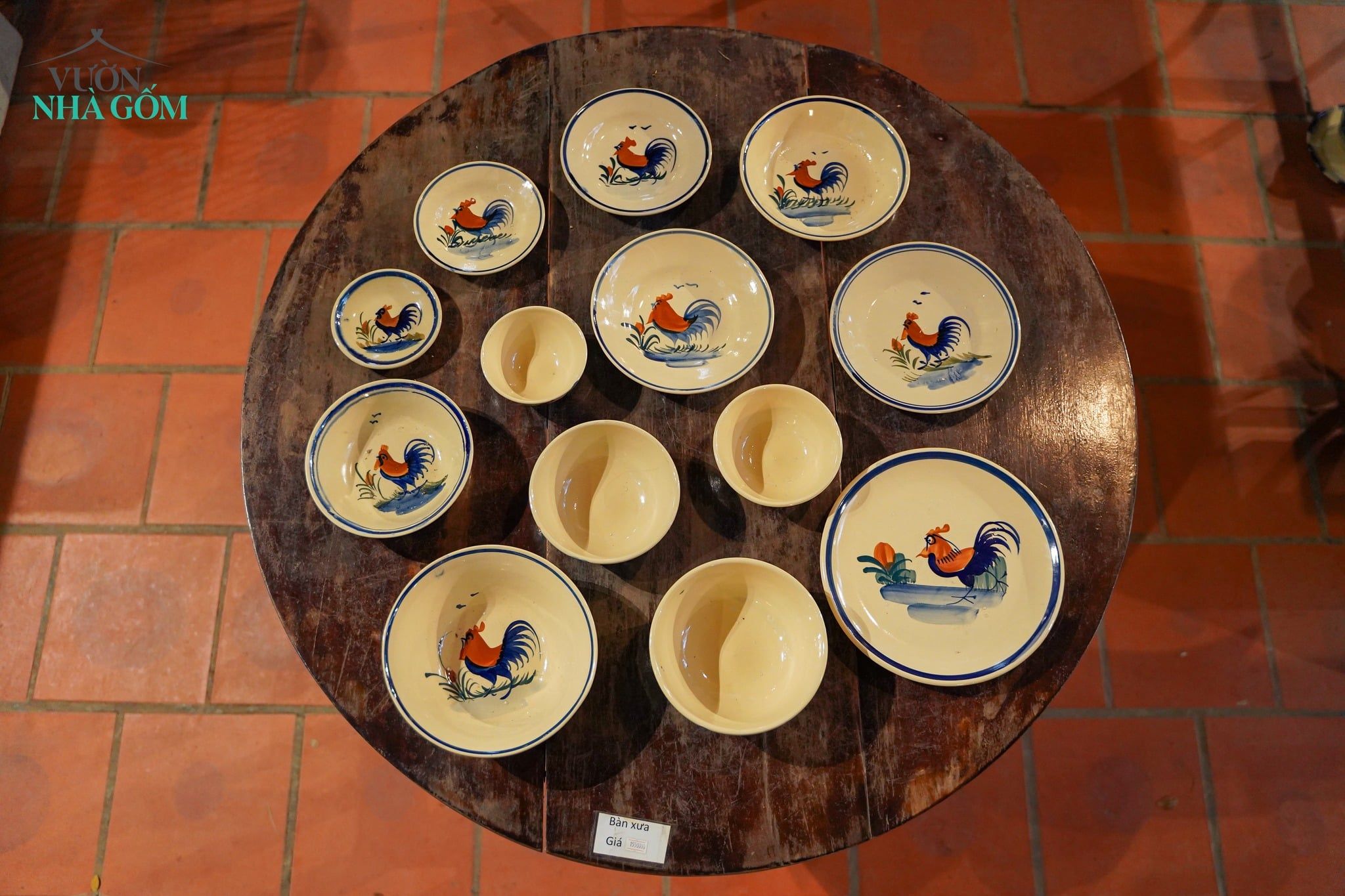  CBLT, Chén Cơm Vẽ Gà (Lò Gas) - Chén Bát Lái Thiêu - Rộng 12cm x Cao 5,5cm. 