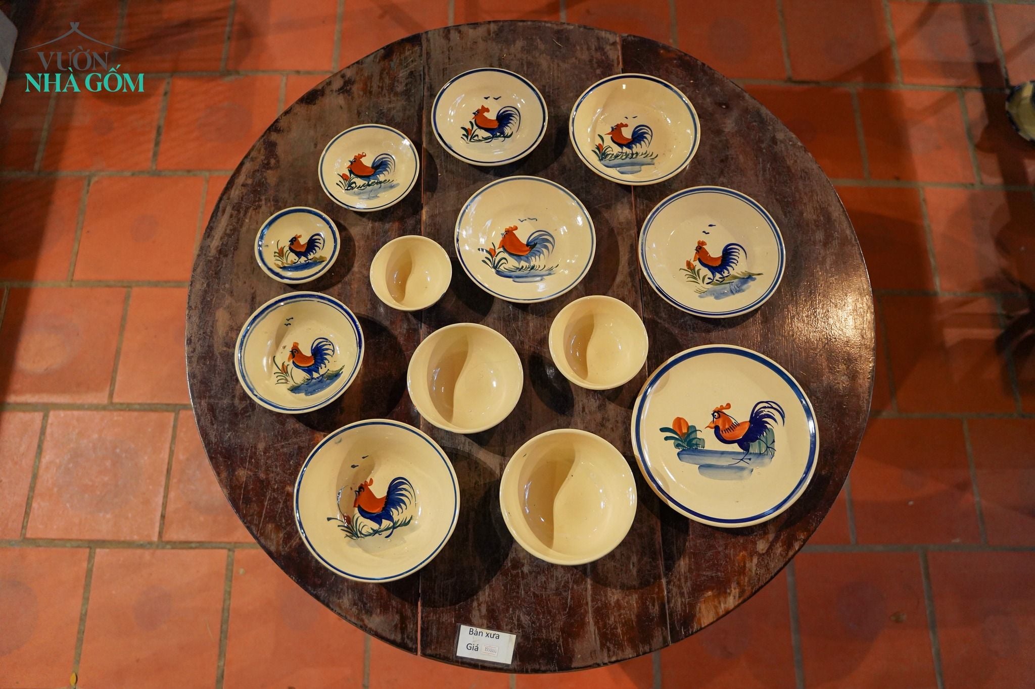  CBLT, Tô Cơm Nhỏ Vẽ Gà - Chén Bát Lái Thiêu - Rộng 14cm x Cao 6cm. 