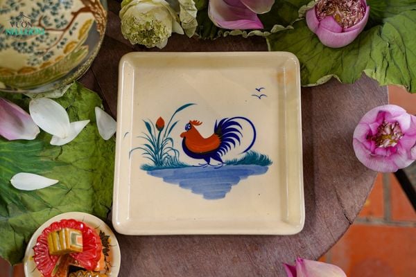  [TẾT] Bộ Bình Gà trống Dân Dã - 5 Tách, 1 Bình Trà & 1 Dĩa Đựng - Gốm Lái Thiêu Nam Bộ. 