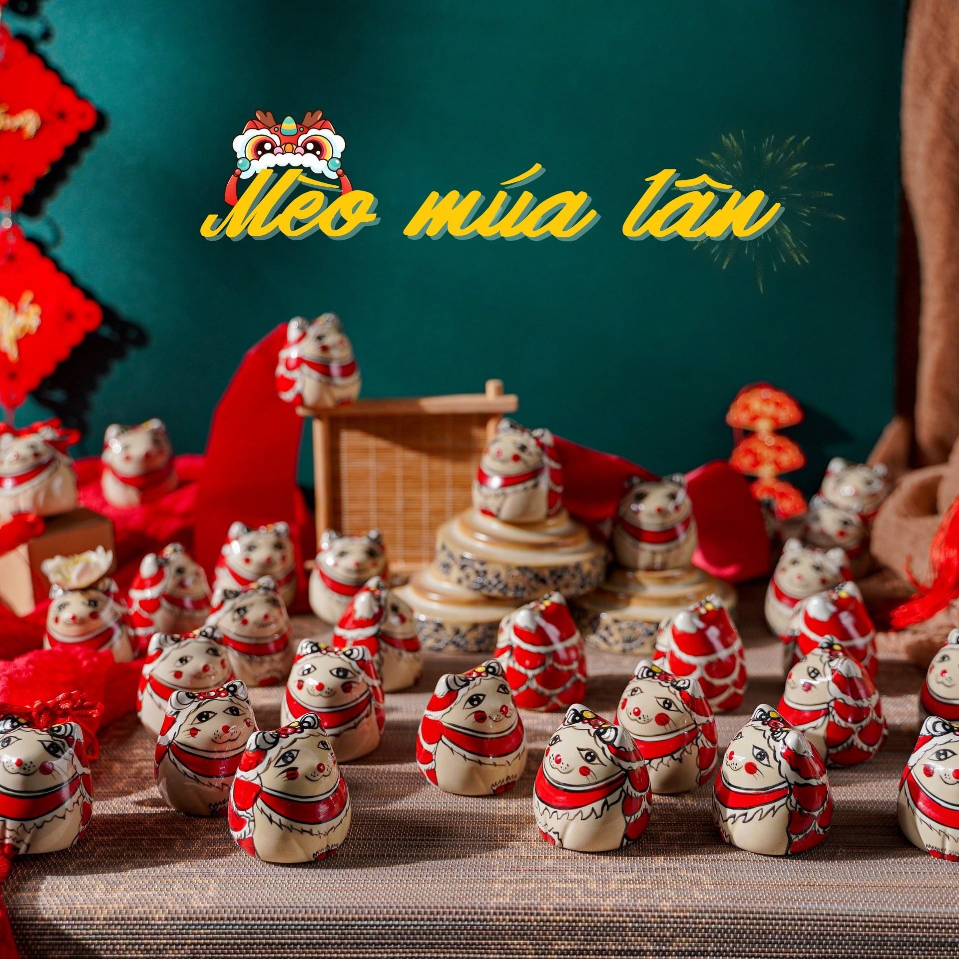  [TẾT] Mèo Nhí Vẽ Hoạ Tiết Múa Lân - Quà Tặng Ngộ Nghĩnh, Dễ Thương - BST Tết Bính Ngọ 2026 