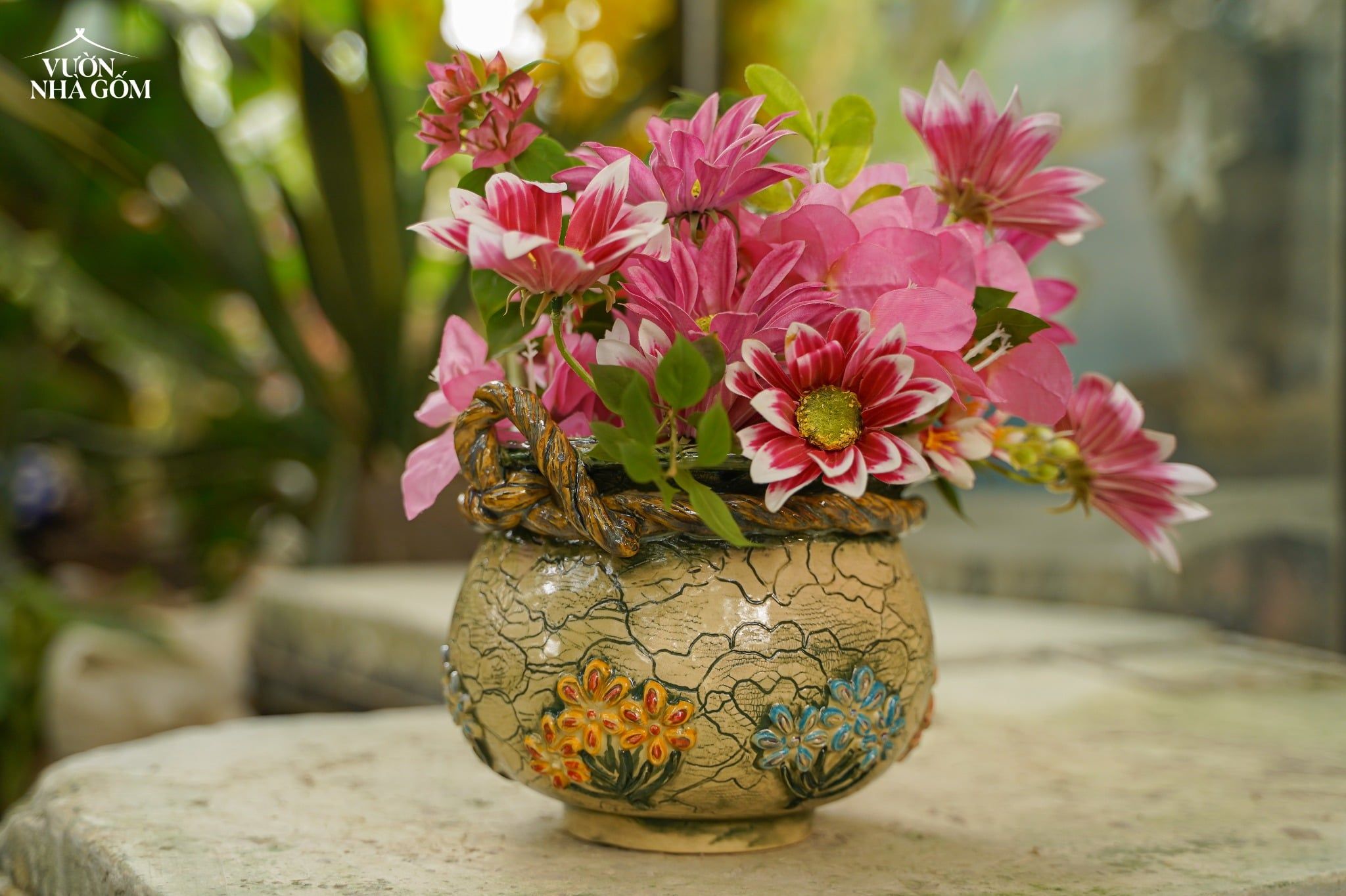  Bình Gốm sáng tác Giỏ Hoa Độc Bản 