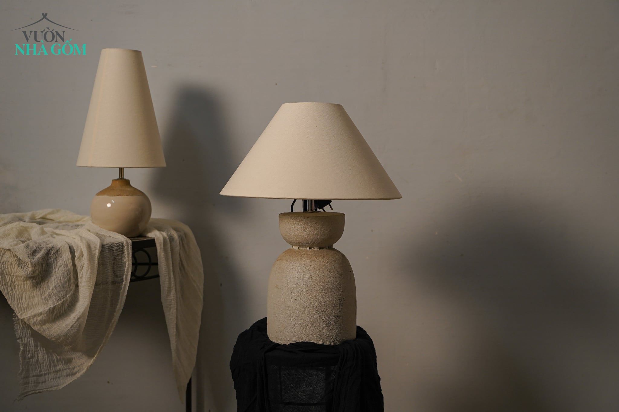 Bộ Đèn Gốm Thạch Sơn - Đèn Decor, Phòng Ngủ, Phòng Khách - Có điều chỉnh ánh sáng. 