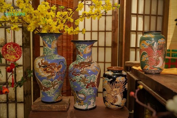  Bình Long Tranh Hổ Đấu, H43cm, gốm mỹ nghệ Nam Bộ - SP001141 