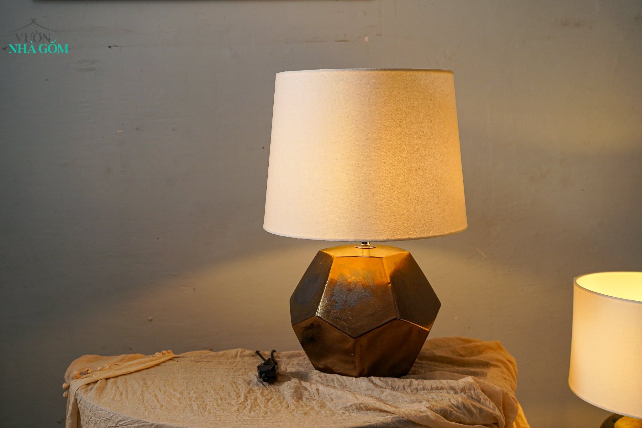  Bộ Đèn Gốm Kim Khối - Đèn Decor, Phòng Ngủ, Phòng Khách - Có điều chỉnh ánh sáng. 