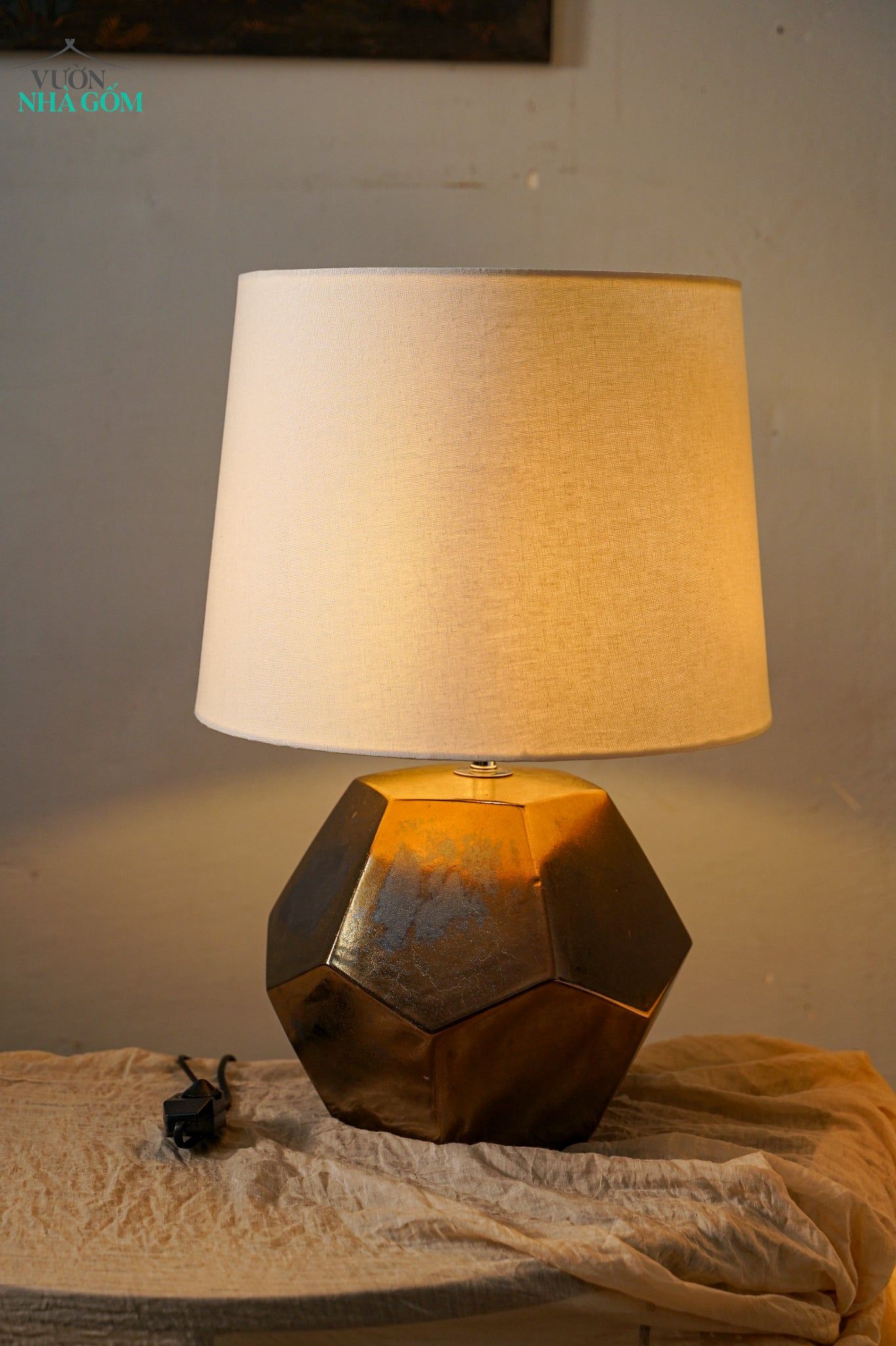  Bộ Đèn Gốm Kim Khối - Đèn Decor, Phòng Ngủ, Phòng Khách - Có điều chỉnh ánh sáng. 