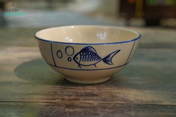  CBLX, Chén Cơm Vẽ Cá  - Chén Bát Hiện Đại - Bát Cơm -R12cm. 