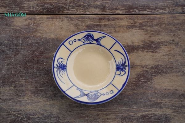  CBLX, Dĩa Lớn 20cm Vẽ Cá - Chén Bát Hiện Đại - Đĩa Đựng Đồ Ăn. 