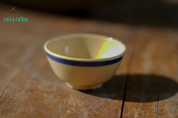  Chén chấm tròn xanh, chén bát Lái Thiêu, C3xR7,5cm - 0708b2o032 