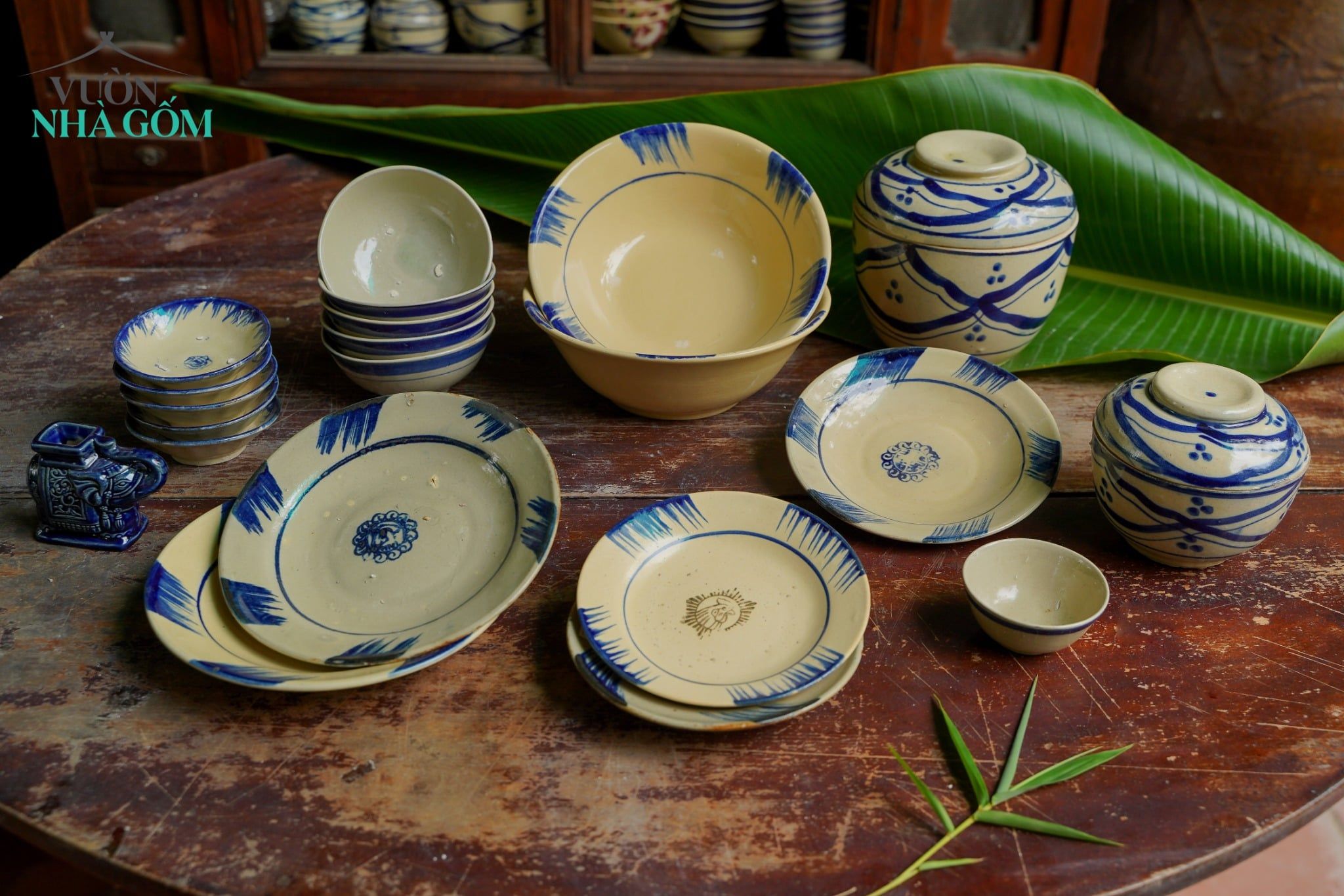  [TẾT] Bộ Chén Bát Tông Xanh - Chén Bát Lái Thiêu - Quà Tặng 