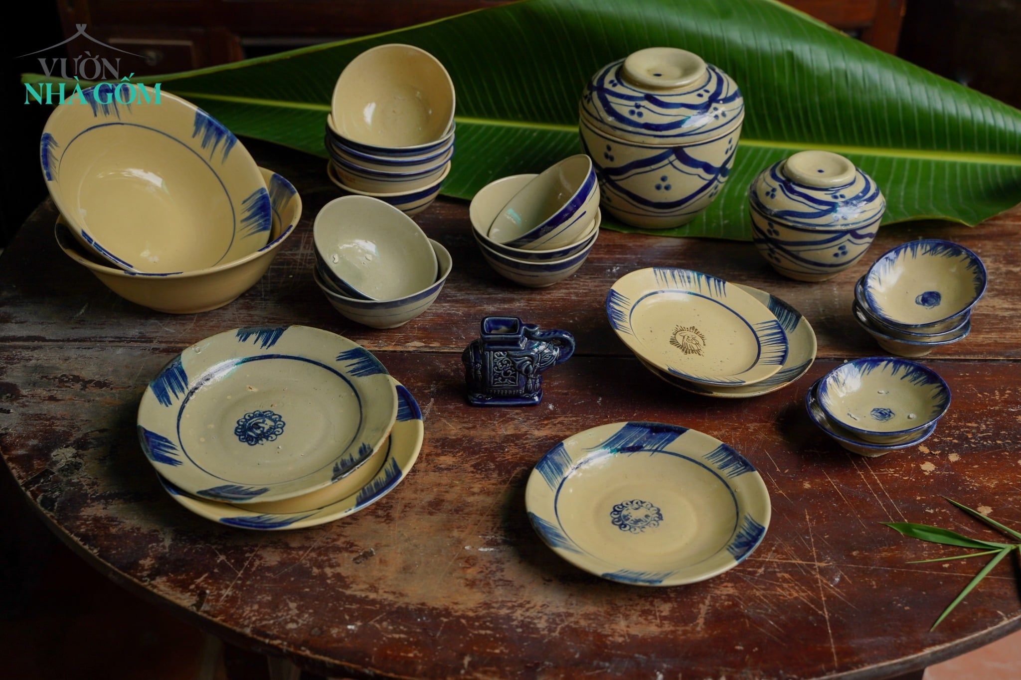  [TẾT] Bộ Chén Bát Tông Xanh - Chén Bát Lái Thiêu - Quà Tặng 