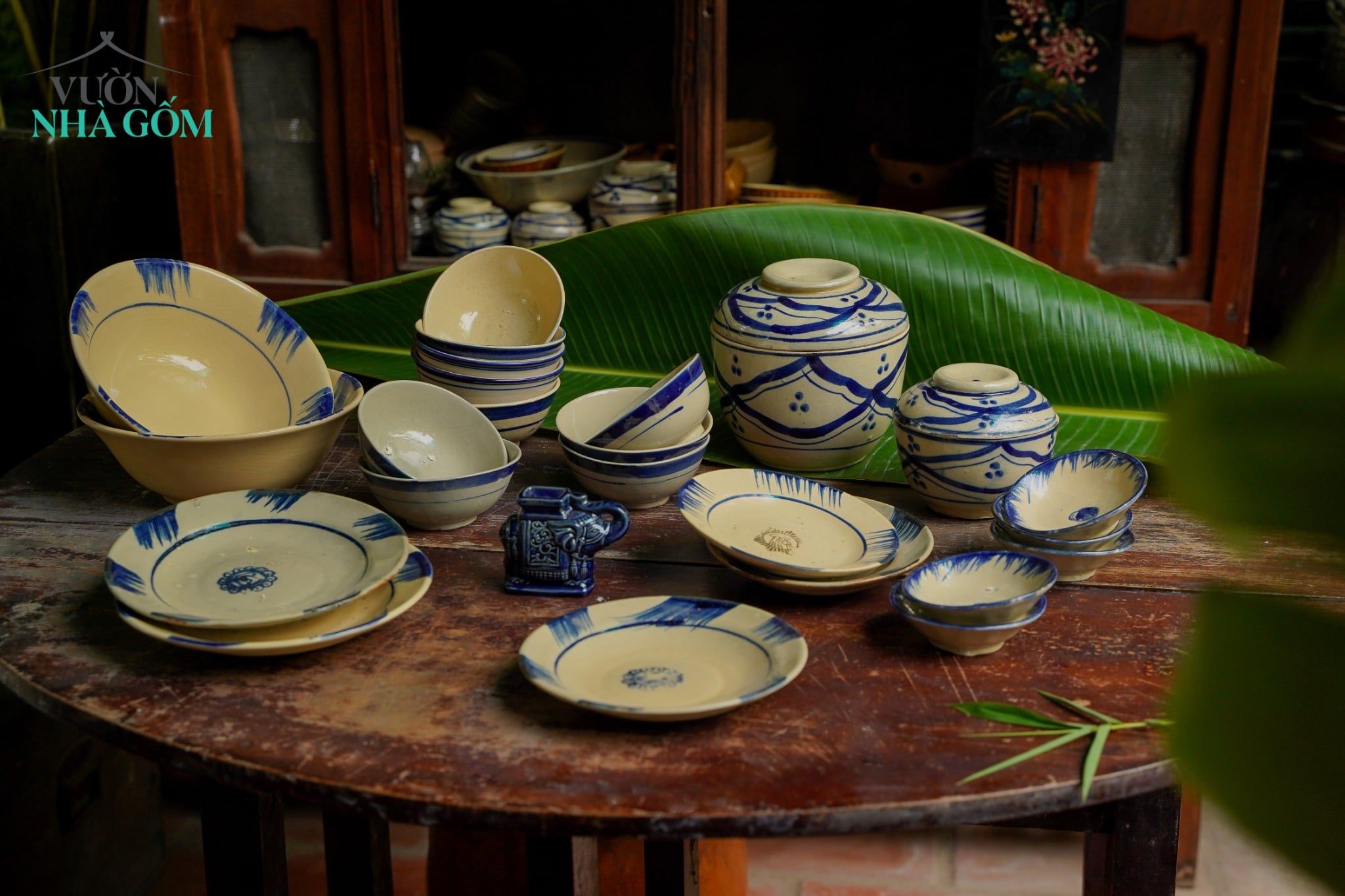  [TẾT] Bộ Chén Bát Tông Xanh - Chén Bát Lái Thiêu - Quà Tặng 