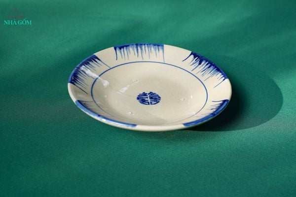  CBLT, Dĩa lớn phết xanh R21xC4, chén bát Lái Thiêu truyền thống, Đĩa Đựng Món Kho. 