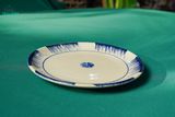  CBLT, Dĩa Dẹt Lớn Phết Xanh Rộng 26cm, Chén Bát Lái Thiêu Truyền Thống, Dĩa Gốm Nam bộ, Đĩa Lớn. 