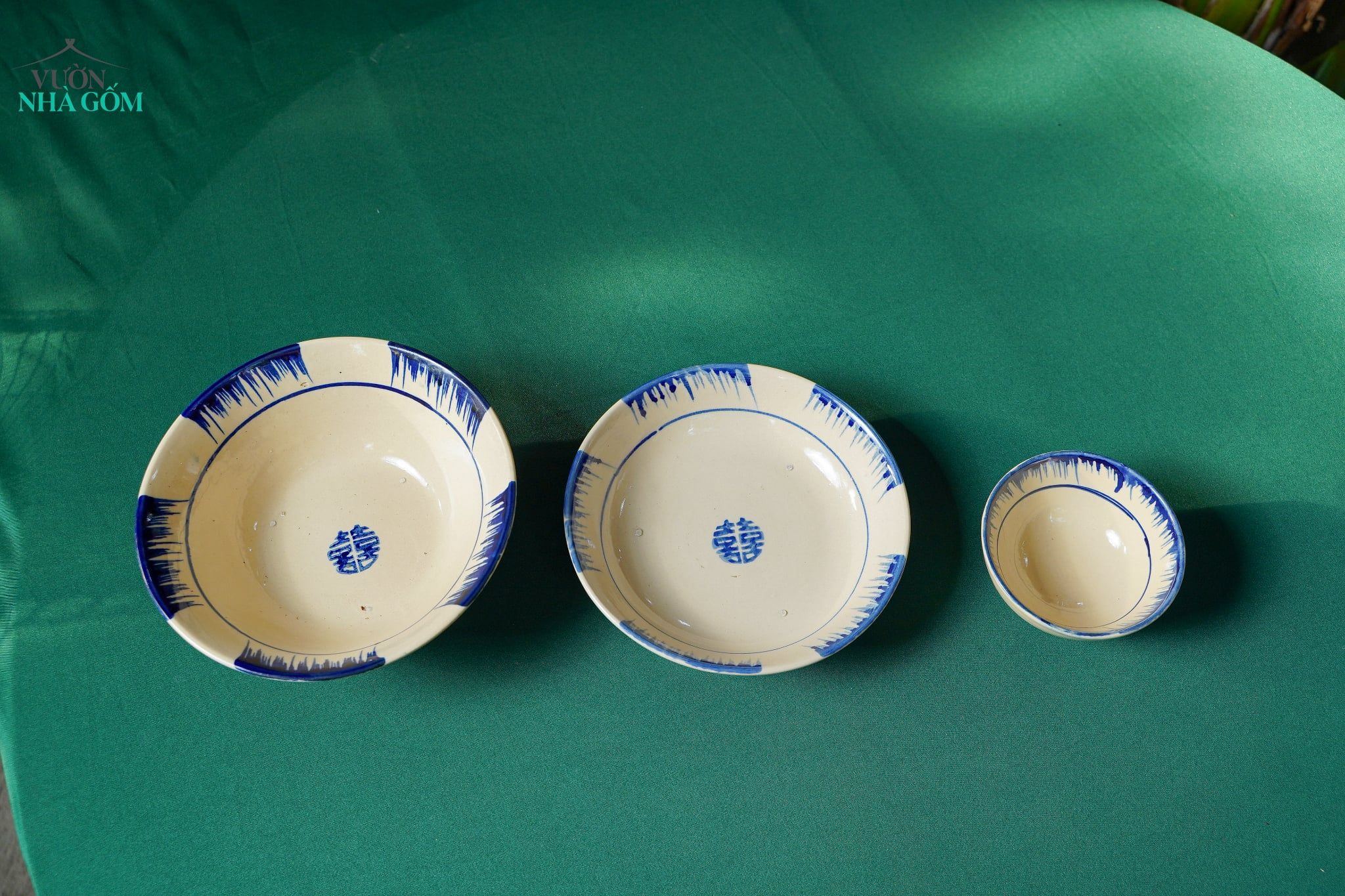  CBLT, Tô Tượng nhỏ phết Xanh - Gas đinh chân, chén bát Lái Thiêu C6 x R18cm - SP001321 