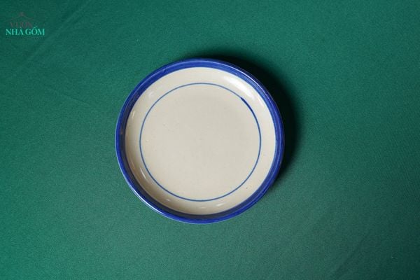  CBLX, Dĩa Tròn Dẹt 18cm Vẽ Chỉ Xanh - Chén Bát Hiện Đại - Đĩa Đựng Đồ Ăn. 