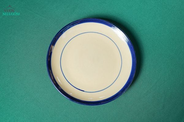  CBLX, Dĩa Tròn Dẹt 18cm Vẽ Chỉ Xanh - Chén Bát Hiện Đại - Đĩa Đựng Đồ Ăn. 