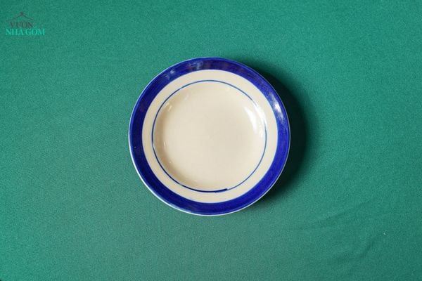  CBLX, Dĩa Nhỏ 16cm Vẽ Chỉ Xanh - Chén Bát Hiện Đại - Đĩa Đựng Đồ Ăn. 