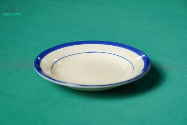  CBLX, Dĩa Lớn 20cm Vẽ Chỉ Xanh - Chén Bát Hiện Đại - Đĩa Đựng Đồ Ăn. 