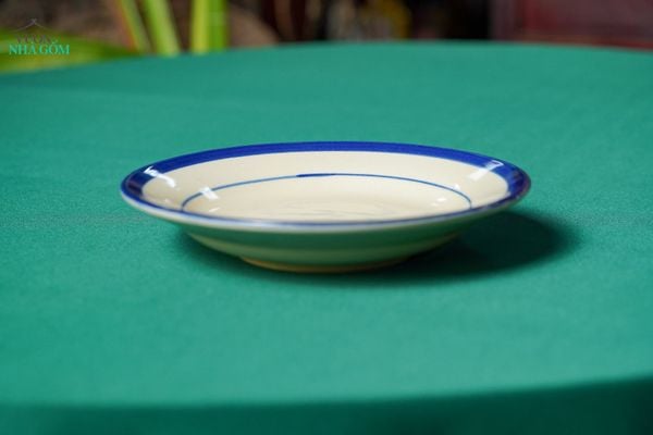  CBLX, Dĩa Lớn 20cm Vẽ Chỉ Xanh - Chén Bát Hiện Đại - Đĩa Đựng Đồ Ăn. 