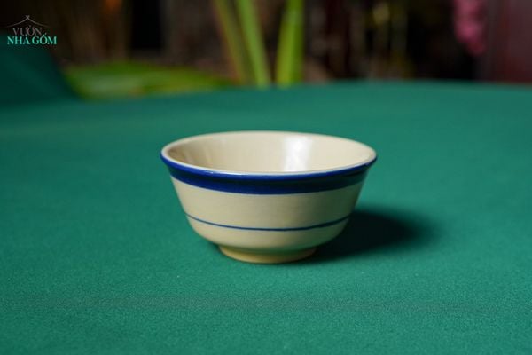  CBLX, Chén Cơm Chỉ Xanh - Chén Bát Hiện Đại - Bát Ăn Cơm Cao Cấp, Rộng 12cm 