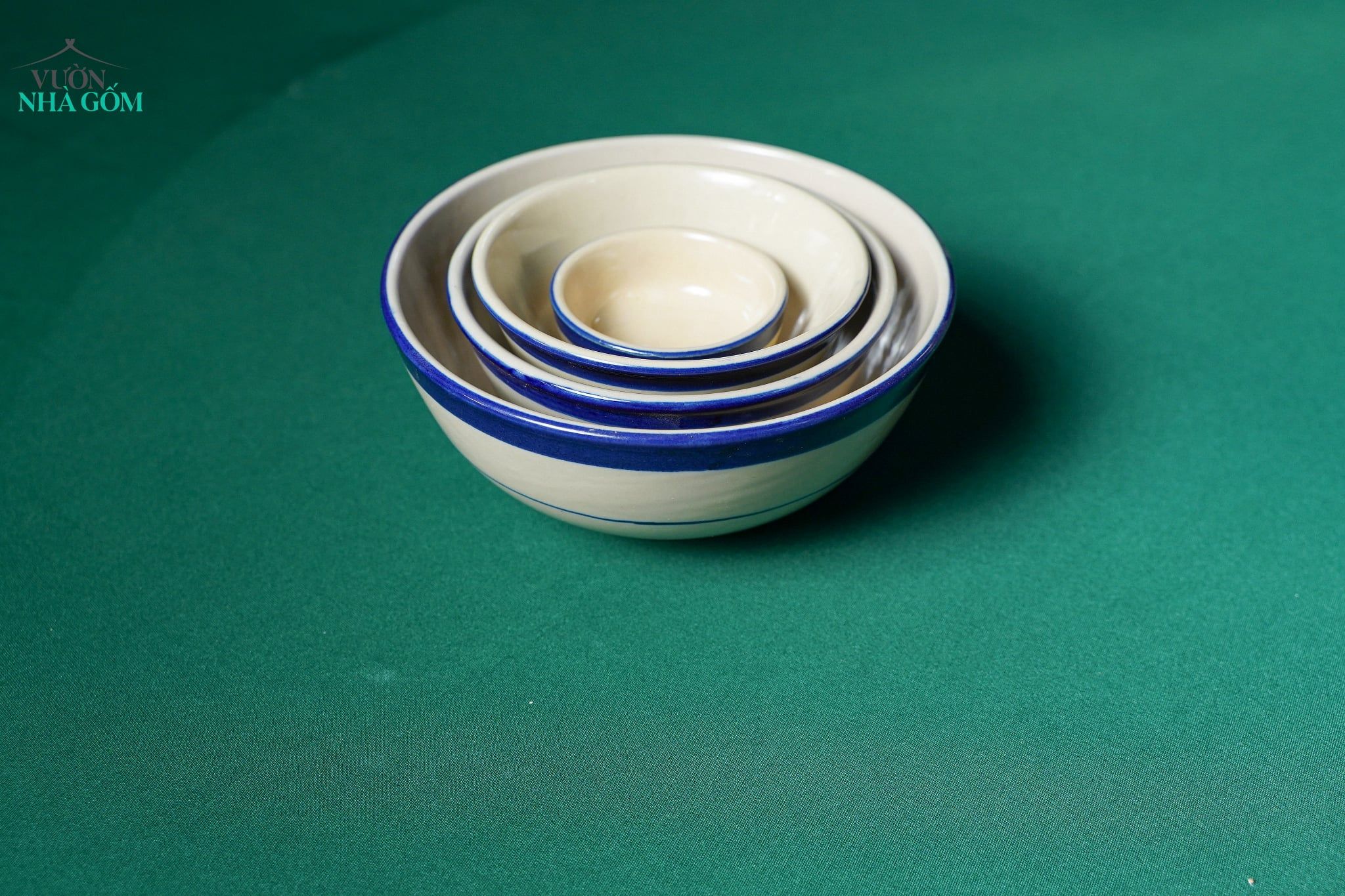  CBLX, Chén Cơm Chỉ Xanh - Chén Bát Hiện Đại - Bát Ăn Cơm Cao Cấp, Rộng 12cm 