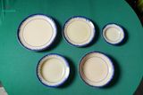  CBLX, Dĩa Tròn Dẹt 22cm Vẽ Phết Xanh - Chén Bát Hiện Đại - Đĩa Đựng Đồ Ăn. 