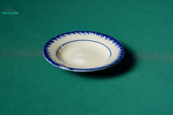 CBLX, Dĩa Nhỏ 16cm Vẽ Phết Xanh - Chén Bát Hiện Đại - Đĩa Đựng Đồ Ăn. 
