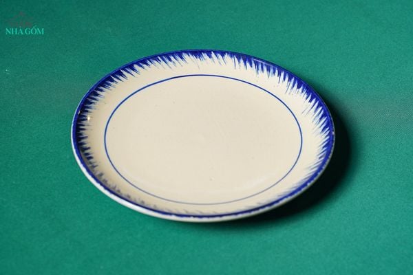  CBLX, Dĩa Tròn Dẹt 27cm Vẽ Chỉ Xanh - Chén Bát Hiện Đại - Đĩa Đựng Đồ Ăn. 