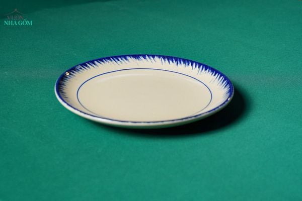  CBLX, Dĩa Tròn Dẹt 27cm Vẽ Chỉ Xanh - Chén Bát Hiện Đại - Đĩa Đựng Đồ Ăn. 