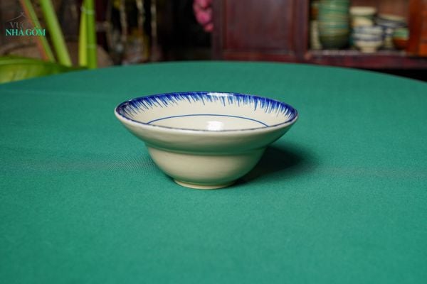  CBLX, Chén Chiết Yêu Lớn Phết Xanh - Chén Bát Hiện Đại - Tô Chiết Yêu - R17cm 