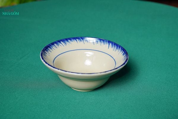  CBLX, Chén Chiết Yêu Lớn Phết Xanh - Chén Bát Hiện Đại - Tô Chiết Yêu - R17cm 