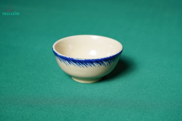  CBLX, Chén Cơm Phết Xanh - Chén Bát Hiện Đại - Bát Ăn Cơm Cao Cấp, Rộng 12cm 