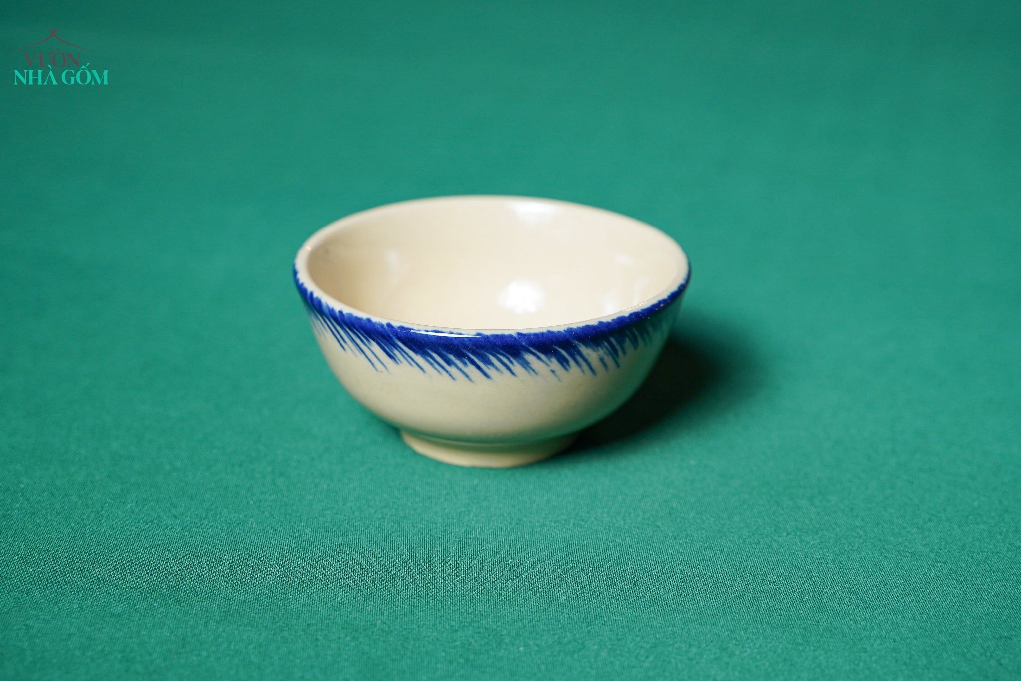  CBLX, Chén Cơm Phết Xanh - Chén Bát Hiện Đại - Bát Ăn Cơm Cao Cấp, Rộng 12cm 