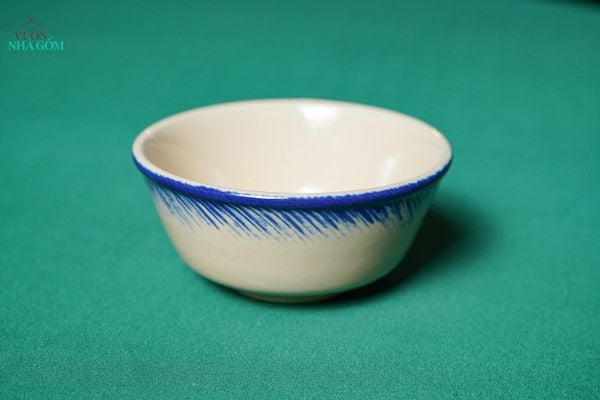  CBLX, Tô Cơm Nhỏ Vẽ Phết Xanh Thủ Công - Chén Bát Hiện Đại - Tô Ăn Cháo, soup - R14cm. 