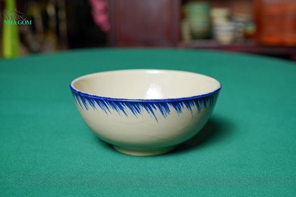  CBLX, Tô Cơm Lớn Vẽ Phết Xanh Thủ Công - Chén Bát Hiện Đại - Tô Ăn Bún, Tô Phở - R18cm. 