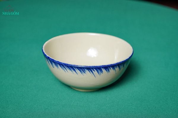  CBLX, Tô Cơm Lớn Vẽ Phết Xanh Thủ Công - Chén Bát Hiện Đại - Tô Ăn Bún, Tô Phở - R18cm. 