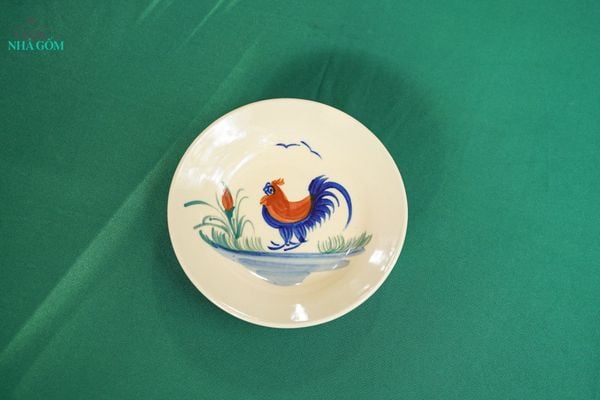  CBLX, Dĩa Lớn 20cm Vẽ Gà - Chén Bát Hiện Đại - Đĩa Đựng Đồ Ăn. 